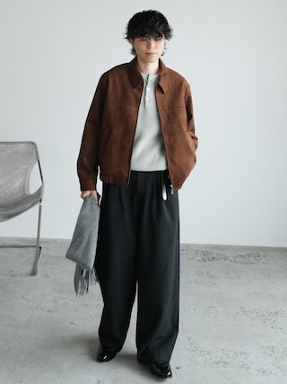 「WYM LIDNM(ウィム バイ リドム)のARTIFICIAL GRAIN / FAUX SUEDE ZIP BLOUSON(ブルゾン)」を使った、watoさん(メンズ・174cm)の秋コーディネート