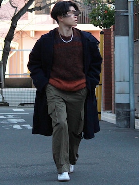 「ジャーマントレーナー」｜「アイテム（ダッフルコート）」を使った、watoさん（メンズ・174cm）の冬コーディネート