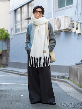 「Adoon plain（アドーンプレーン）のアイテム（トップス）」を使った、watoさん（メンズ・174cm）の冬コーディネート