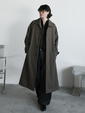 「アイテム（ステンカラーコート）」を使った、watoさん（メンズ・174cm）の冬コーディネート