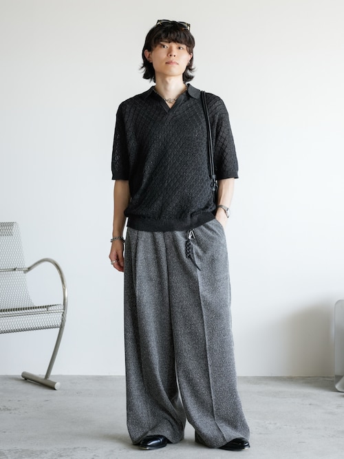 BREEZE TWEED DEEP TUCK BAGGY SLACKS