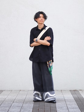 「CALMANTHOLOGY（カルマンソロジー）のアイテム（シューズ）」を使った、watoさん（メンズ・174cm）の夏コーディネート
