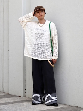 「Hender Scheme（エンダースキーマ）のアイテム（キャップ）」を使った、watoさん（メンズ・174cm）の春コーディネート