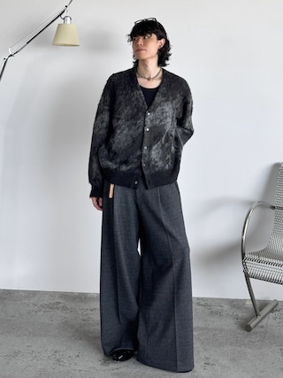 「WYM LIDNM（ウィム バイ リドム）のMOHAIR BLEND JACQUARD SHAGGY CARDIGAN（カーディガン/ボレロ）」を使った、watoさん（メンズ・174cm）の秋コーディネート