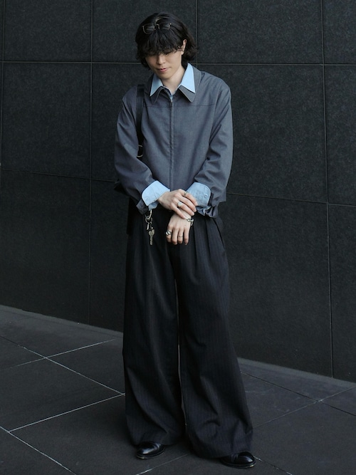 「WYM LIDNM（ウィム バイ リドム）のTECH WOOL GABARDINE ZIP BLOUSON【SET-UP】（ブルゾン）」を使った、watoさん（メンズ・174cm）の冬コーディネート