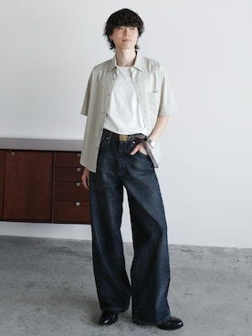 「WYM LIDNM（ウィム バイ リドム）のMVS LAYERED SLIT TANK TOP（タンクトップ、ホワイト系）」を使った、watoさん（メンズ・174cm）の春コーディネート