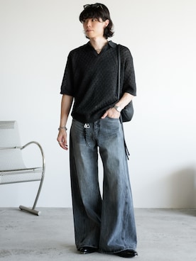 「WYM LIDNM（ウィム バイ リドム）のROUND MINI SHOULDER BAG（ショルダーバッグ）」を使った、watoさん（メンズ・174cm・20代）の夏コーディネート