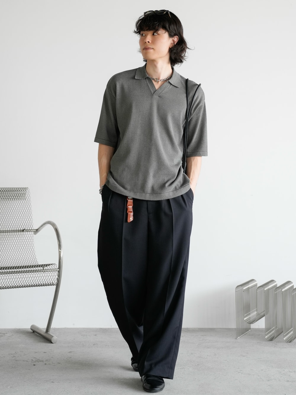 SEMI WIDE STRAIGHT WOOLY SLACKSを使った人気ファッション