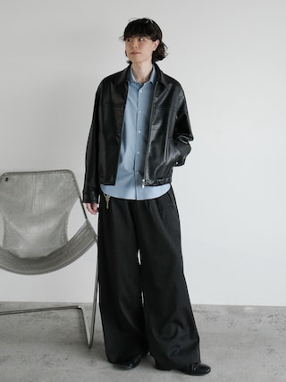 「WYM LIDNM（ウィム バイ リドム）のMICRO SPAN BASIC SHIRT（シャツ/ブラウス）」を使った、watoさん（メンズ・174cm）の冬コーディネート