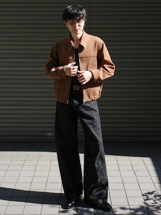「WYM LIDNM(ウィム バイ リドム)のARTIFICIAL GRAIN / FAUX SUEDE ZIP BLOUSON(ブルゾン)」を使った、watoさん(メンズ・174cm)の秋コーディネート