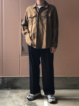 「MAISON SPECIAL（メゾンスペシャル）のアイテム（スラックス）」を使った、watoさん（メンズ・174cm）の秋コーディネート