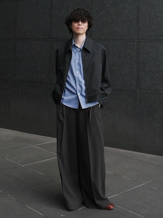 「WYM LIDNM（ウィム バイ リドム）のTECH WOOL GABARDINE ZIP BLOUSON【SET-UP】（ブルゾン）」を使った、watoさん（メンズ・174cm）の春コーディネート