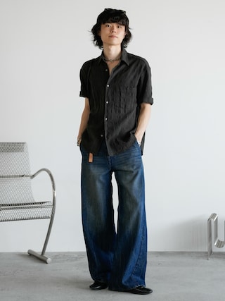 「WYM LIDNM（ウィム バイ リドム）のGAUZE MESH CHECK H/S SHIRT（シャツ/ブラウス）」を使った、watoさん（メンズ・174cm）の夏コーディネート