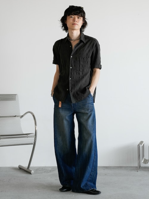GAUZE MESH CHECK H/S SHIRT