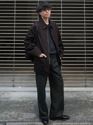 「WYM LIDNM(ウィム バイ リドム)のDETACHABLE COLLAR FIELD COAT(ブルゾン)」を使った、watoさん(メンズ・174cm)の秋コーディネート