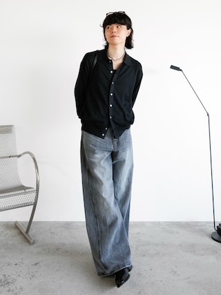 「WYM LIDNM（ウィム バイ リドム）のT/C BASIC KNIT SHIRT CARDIGAN（シャツ/ブラウス）」を使った、watoさん（メンズ・174cm）の夏コーディネート