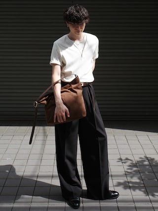 「WYM LIDNM(ウィム バイ リドム)のREFINED RIB STRETCH HENLEY TEE(Tシャツ/カットソー)」を使った、watoさん(メンズ・174cm)の夏コーディネート