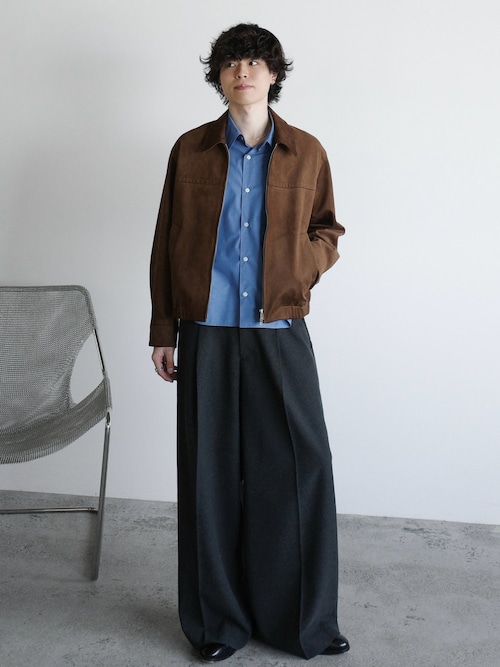 「WYM LIDNM(ウィム バイ リドム)のARTIFICIAL GRAIN / FAUX SUEDE ZIP BLOUSON(ブルゾン)」を使った、watoさん(メンズ・174cm)の春コーディネート