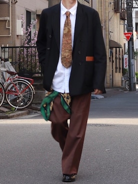 「SUNSEA（サンシー）のアイテム（ジャケット/アウター）」を使った、watoさん（メンズ・174cm）の春コーディネート