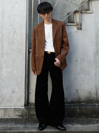 「WYM LIDNM(ウィム バイ リドム)のFAUX SUEDE TAILORED JACKET(テーラードジャケット)」を使った、watoさん(メンズ・174cm)の秋コーディネート