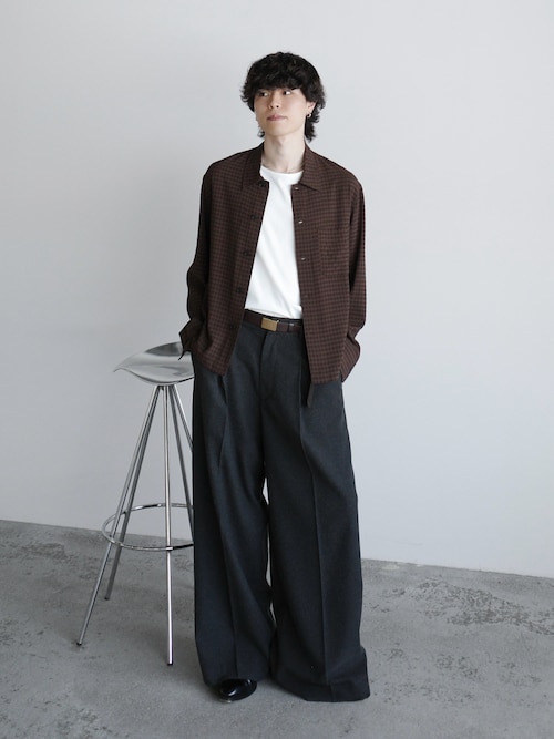 「WYM LIDNM（ウィム バイ リドム）のRAYON JACQUARD CROPPED SHIRT（シャツ/ブラウス）」を使った、watoさん（メンズ・174cm）の春コーディネート