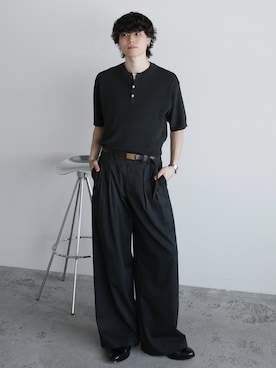 「アイテム（スラックス）」を使った、watoさん（メンズ・174cm）の春コーディネート