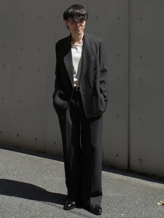 「WYM LIDNM(ウィム バイ リドム)のCLEAN RANDOM RIB TANK TOP(タンクトップ)」を使った、watoさん(メンズ・174cm)の秋コーディネート