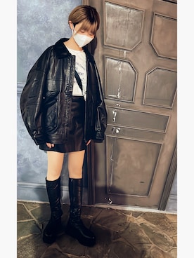 「アニエスベー」｜「アイテム（ブルゾン）」を使った、むささん（レディース・161cm）の秋コーディネート