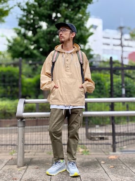 「プルオーバーパーカー」｜「アイテム（帽子）」を使った、りょうさん（メンズ・171cm）の秋コーディネート