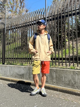 「プルオーバーパーカー」｜「アイテム（帽子）」を使った、りょうさん（メンズ・171cm）の春コーディネート