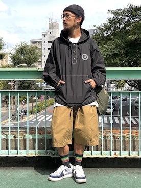 「プルオーバーパーカー」｜「アイテム（帽子）」を使った、りょうさん（メンズ・171cm）の秋コーディネート