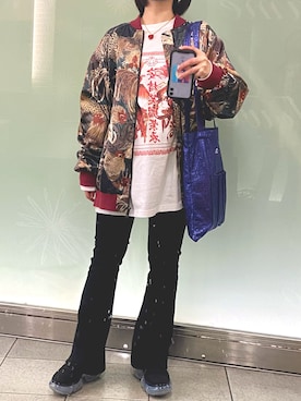 「moussy」｜「アイテム（ブルゾン）」を使った、Natsuさん（レディース・155cm）の春コーディネート