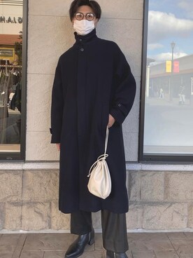 「HARE（ハレ）のアイテム（チェスターコート）」を使った、Taishiさん（メンズ・178cm）の秋コーディネート