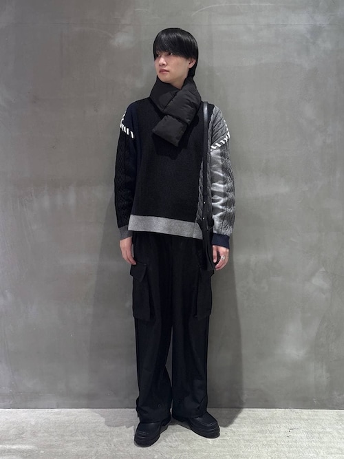 SAINT LAURENT】 新品/ 未開封 メンズ バイカラーニットマフラー SAINT