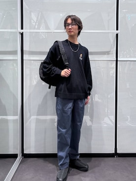 「メガネ」｜「アイテム（スリッポン）」を使った、NAOさん（メンズ・175cm）の冬コーディネート