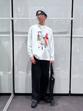 「LAKOLE（ラコレ）のアイテム（ニットキャップ/ビーニー）」を使った、NAOさん（メンズ・175cm）の春コーディネート
