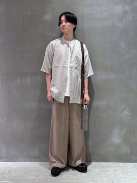 「LAKOLE（ラコレ）のシャークソールプレーントゥシューズ / 100178（ドレスシューズ）」を使った、NAOさん（メンズ・175cm）の夏コーディネート