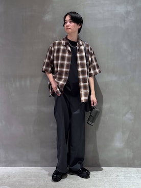 「LAKOLE（ラコレ）のシャークソールプレーントゥシューズ / 100178（ドレスシューズ）」を使った、NAOさん（メンズ・175cm）の夏コーディネート