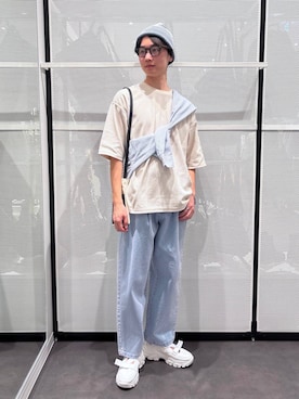 「LAKOLE（ラコレ）のアイテム（ニットキャップ/ビーニー）」を使った、NAOさん（メンズ・175cm）の春コーディネート