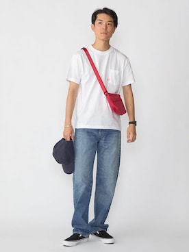 「Levi's（リーバイス）の【SHIPS EXCLUSIVE】Levi's BLUETAB: ANCHOR RELAXED（デニムパンツ、ブルー系）」を使った、坂本さん（メンズ・180cm）の夏コーディネート