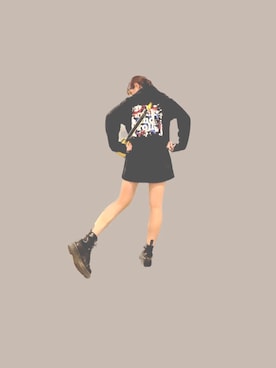 「no brand（ノーブランド）のアイテム（パーカー）」を使った、RUKAKOさん（レディース・170cm）の秋コーディネート