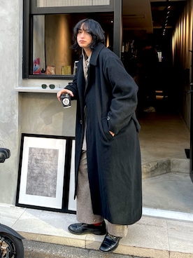 「アイテム（チェスターコート）」を使った、上野一稀さん（メンズ・173cm）の秋コーディネート