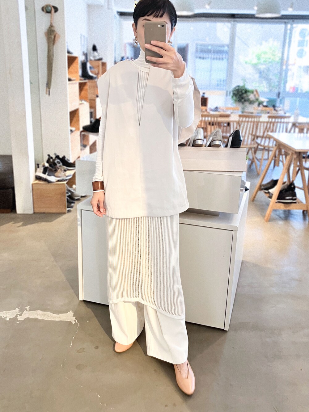 TODAYFUL キーネックサテンプルオーバー