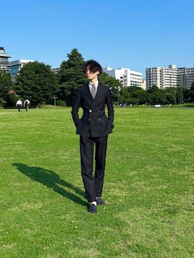 「アイテム（スーツジャケット）」を使った、U-ki★彡さん（メンズ・175cm）の秋コーディネート