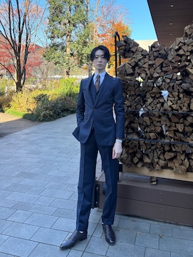 「アイテム（ビジネスシャツ）」を使った、U-ki★彡さん（メンズ・175cm）の冬コーディネート