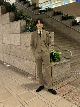 「アイテム（スーツベスト）」を使った、U-ki★彡さん（メンズ・175cm）の秋コーディネート