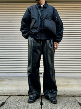「no brand（ノーブランド）のアイテム（MA-1）」を使った、oʇoɐNさん（メンズ・178cm）の冬コーディネート