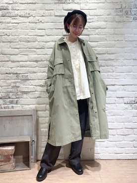 「カーキアウター」｜「アイテム（その他）」を使った、なかごう まいさん（レディース・162cm）の秋コーディネート