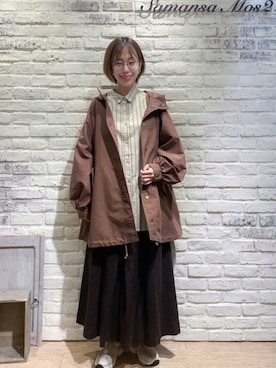 「アイテム（マウンテンパーカー、ブラウン系）」を使った、なかごう まいさん（レディース・162cm）の秋コーディネート