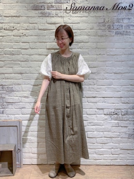 「バルーン袖」｜「アイテム（ワンピース/ドレス）」を使った、なかごう まいさん（レディース・162cm）の夏コーディネート
